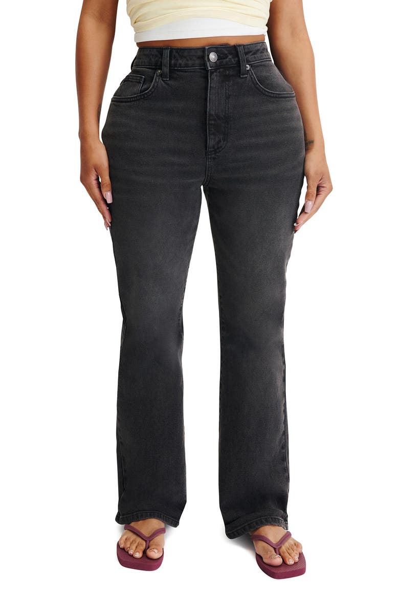 Cotton On Women's Curvy Flare Jean, Main, color, Onyx Black