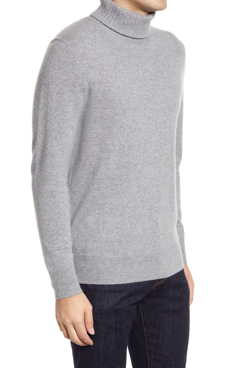 Cashmere Turtleneck Sweater, Alternate, color, GREY DRIFTWOOD HEATHER