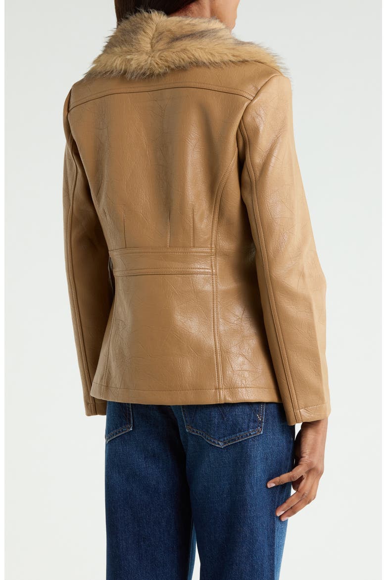 The Hot Under the Collar Faux Leather Jacket with Faux Fur Trim, Alternate, color, FAST TALKER