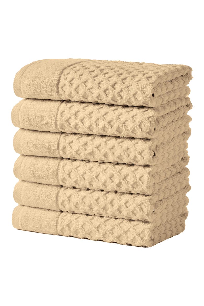 Diamond Waffle Texture 6-Pack Hand Towel Set, Main, color, OATMEAL