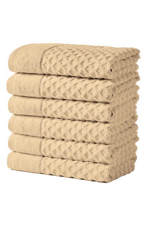Diamond Waffle Texture 6-Pack Hand Towel Set