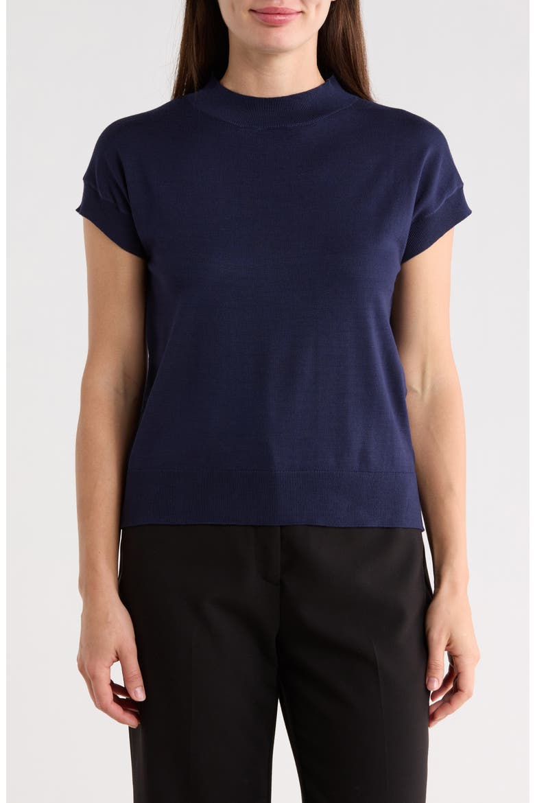 Short Sleeve Crew Sweater, Main, color, TRUE NAVY