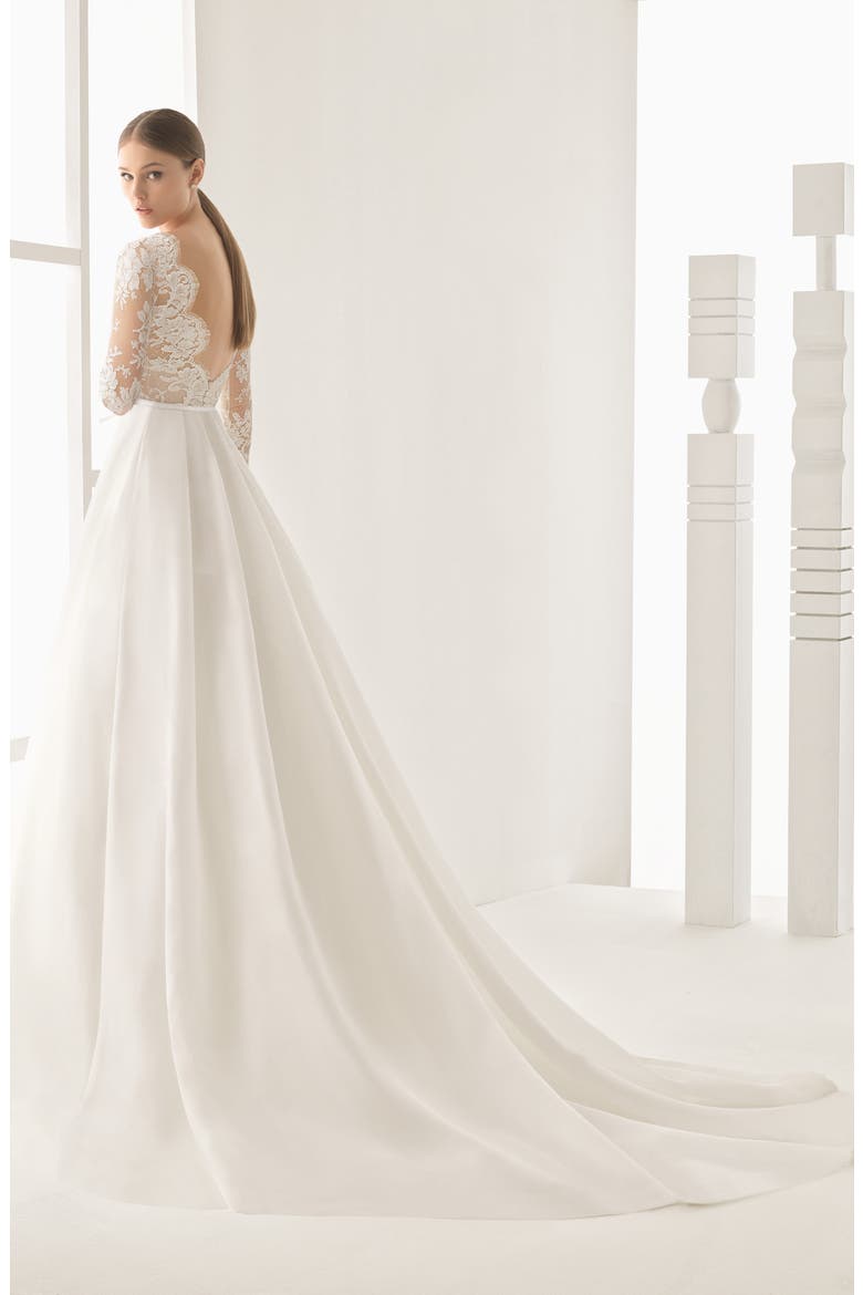 Rosa Clara Couture Nilo Lace Long Sleeve A-Line Gown, Alternate, color, IVORY