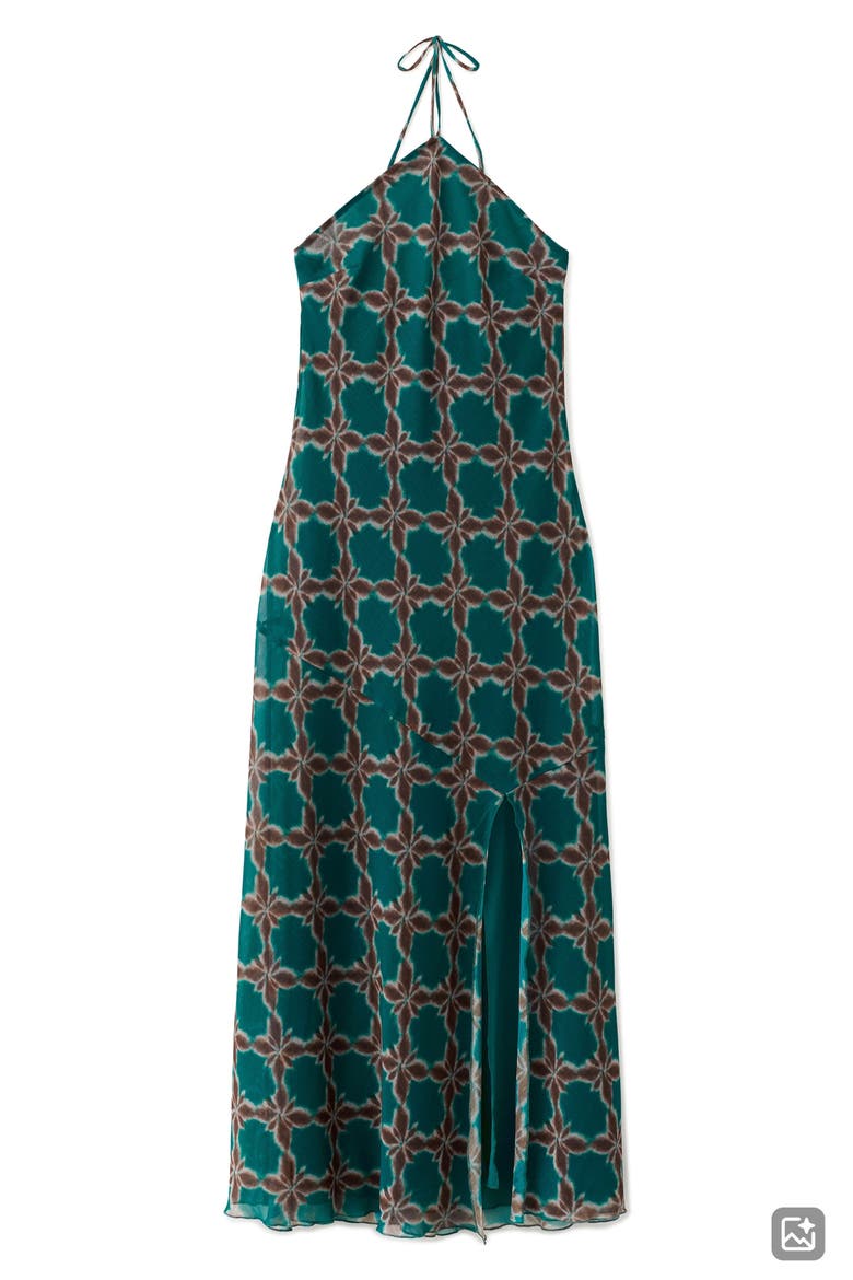 Floral Halter Maxi Dress, Alternate, color, PETROL BLUE