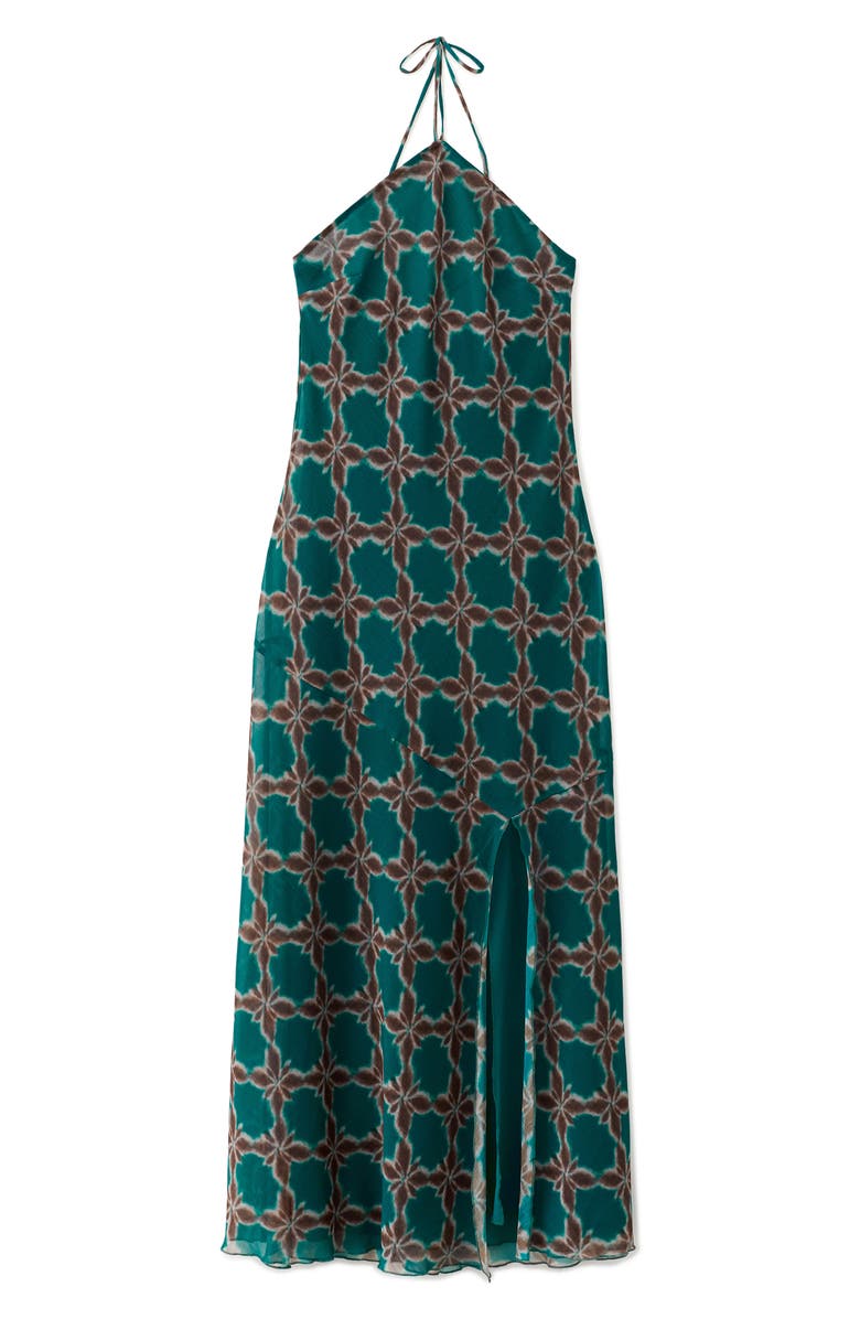 MANGO TEEN Floral Halter Maxi Dress, Alternate, color, Petrol Blue