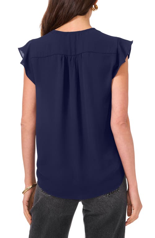 Chaus Flutter Sleeve V-neck Blouse In Blue
