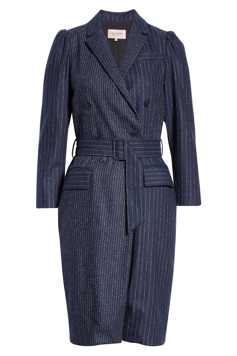 Mixed Pinstripe Long Sleeve Blazer Dress, Alternate, color, NAVY