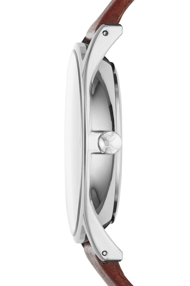 'Holst' Multifunction Leather Strap Watch, 40mm, Alternate, color, SADDLE/ CHARCOAL