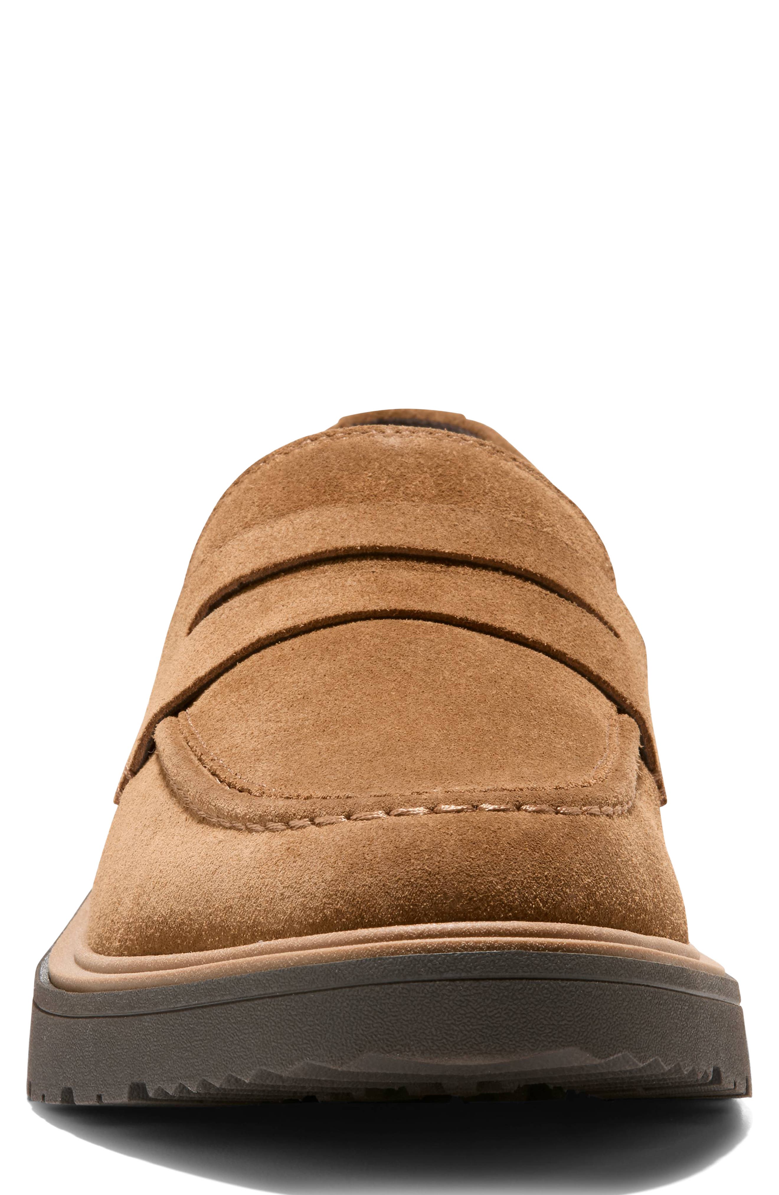 Vestry Grand Lug Sole Penny Loafer, Alternate, color, SPICED BROWN SUEDE