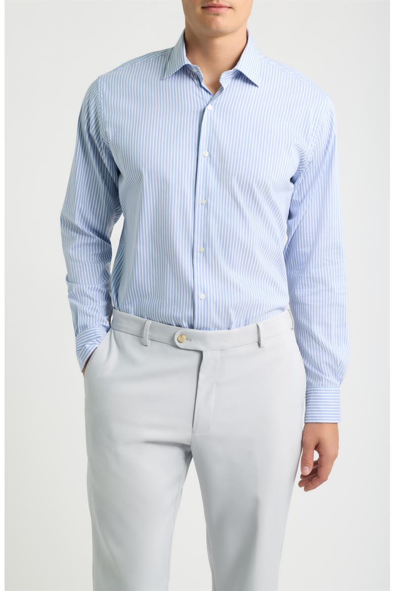 Langley Crown Striped Long Sleeve Button Down Shirt, Main, color, BLUE FREESIA