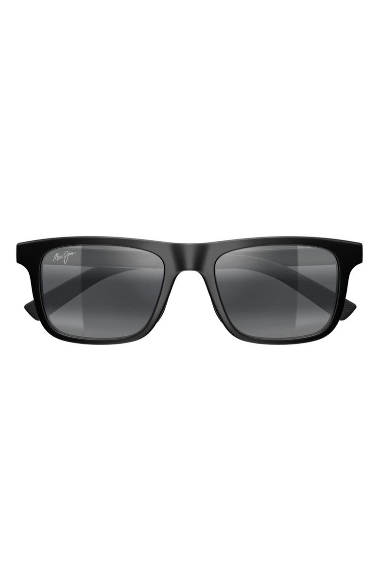 Maui Jim Moaka 52mm PolarizedPlus2<sup>®</sup> Rectangular Sunglasses, Main, color, Black
