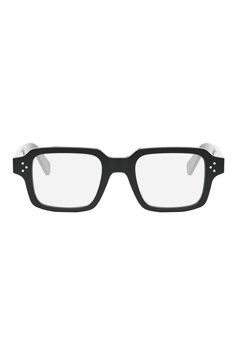 Bold 3 Dots 49mm Small Rectangular Optical Sunglasses, Main, color, SHINY BLACK