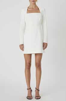 french connection ennis satin bell sleeve mini dress French Connection Ennis Satin Boat Neck Long Sleeve Mini Dress