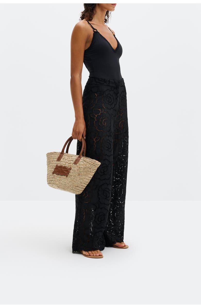 Malina Stacey Wide-Leg Lace Pants, Alternate, color, Black