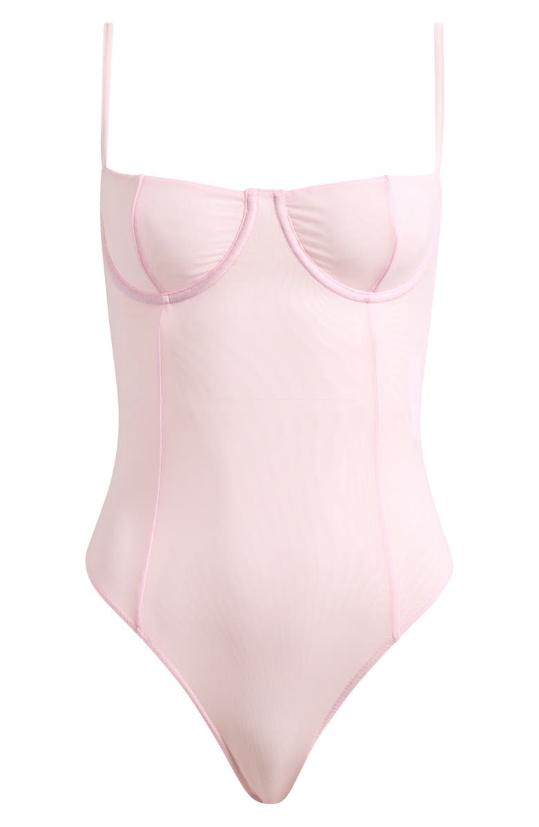 Good American Corset Demi Mesh Bodysuit, Alternate, color, Bubblegum005