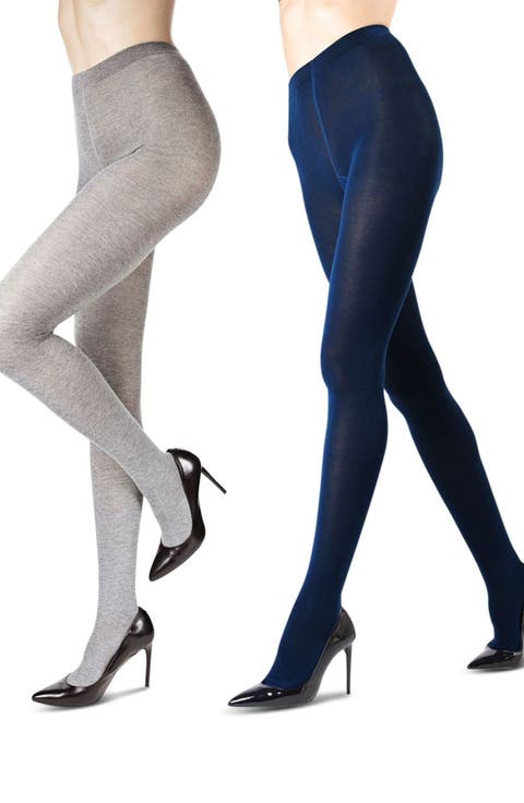 Assorted 2-Pack Flat Knit Tights (Plus)