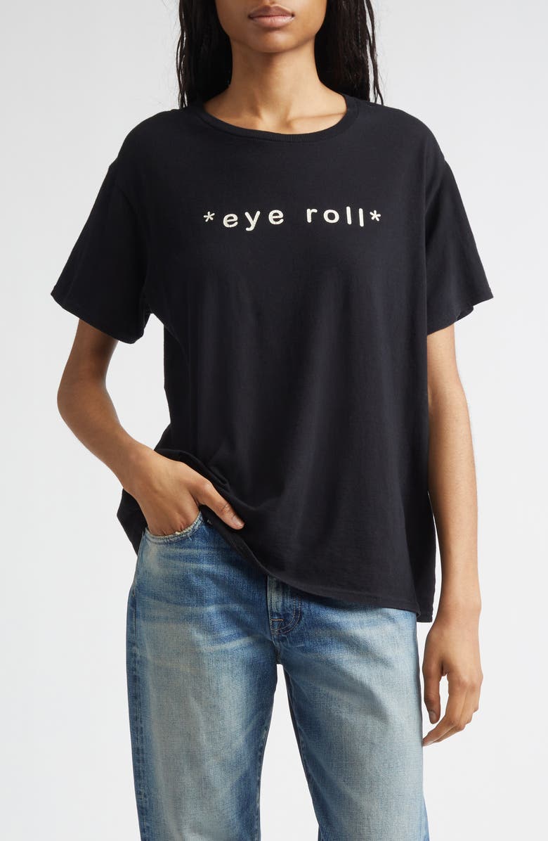 R13 Relaxed Fit Eye Roll Cotton & Cashmere Graphic T-Shirt, Main, color, Black