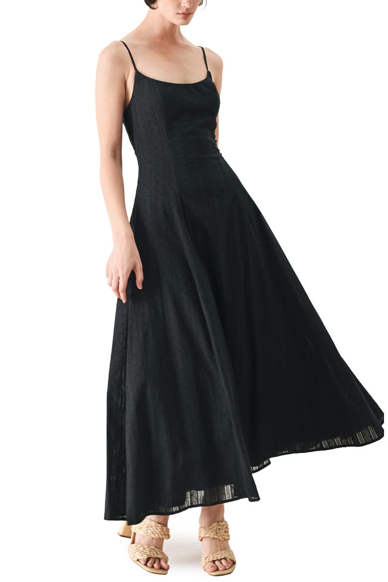 Sleeveless Cotton Midi Dress, Main, color, BLACK