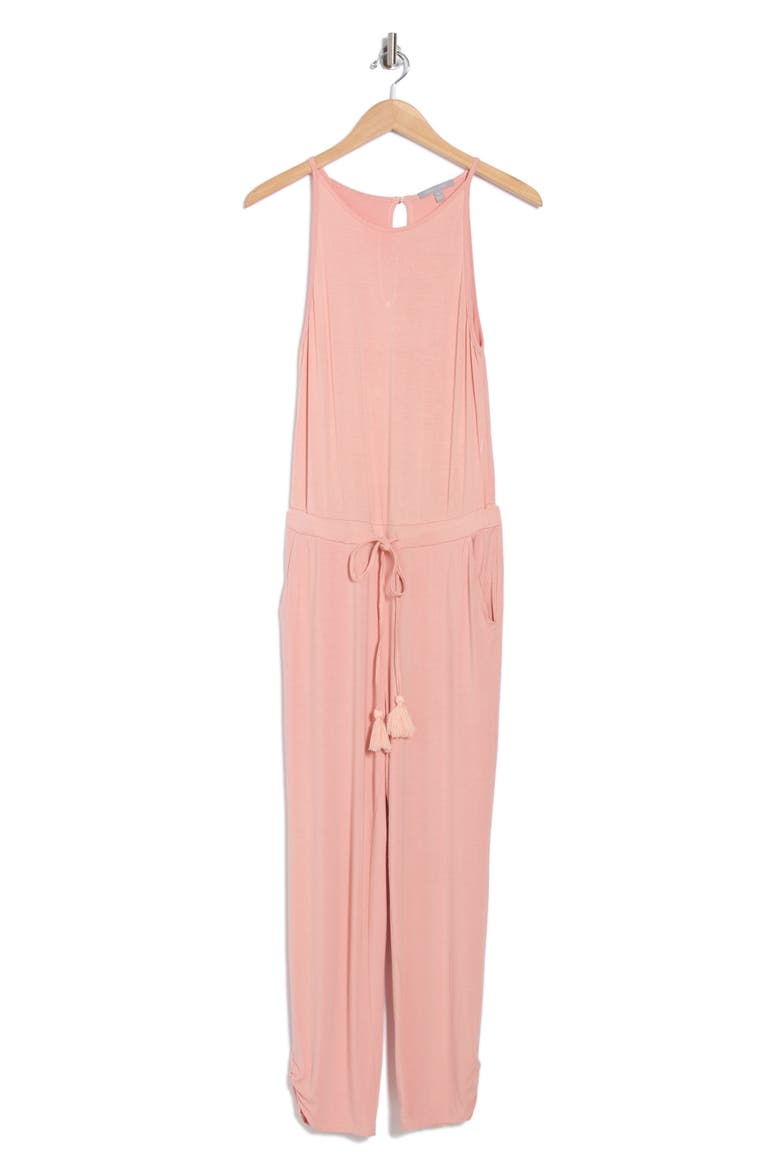 Linda Ruched Straight Leg Jumpsuit, Alternate, color, PALE CORAL