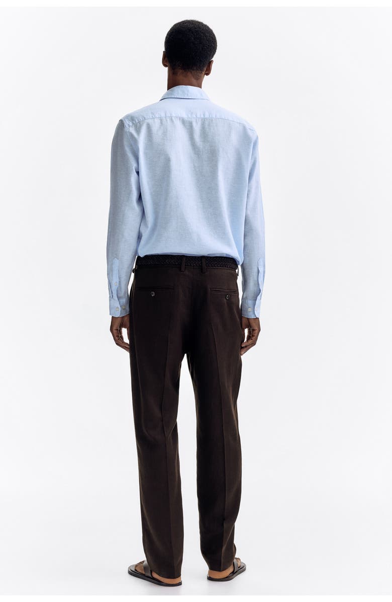 H&M Regular Fit Tailored Linen-blend Trousers, Alternate, color, Dark Brown