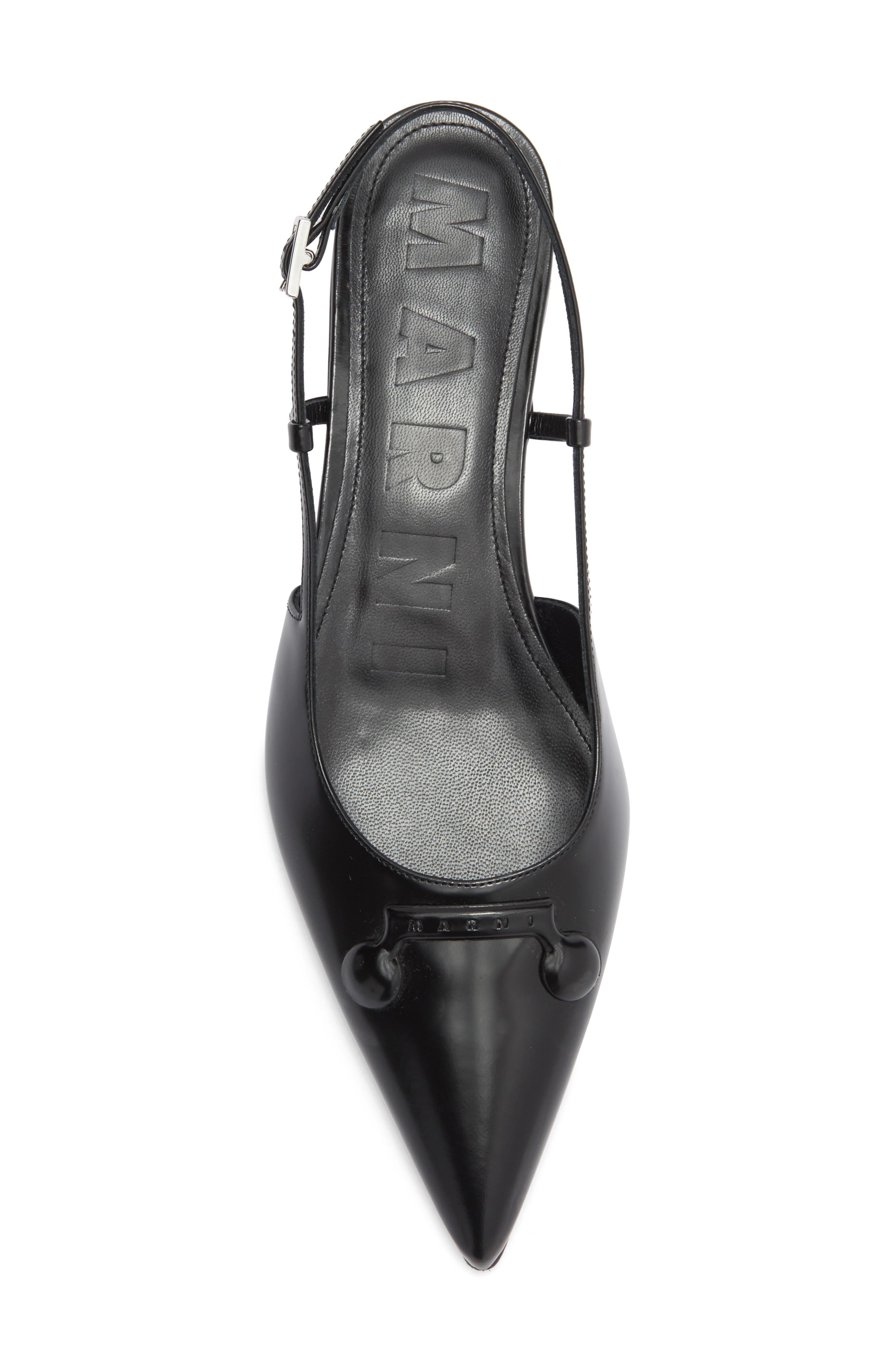 Marni Trunkaroo Pointed Toe Slingback Flat, Alternate, color, Black