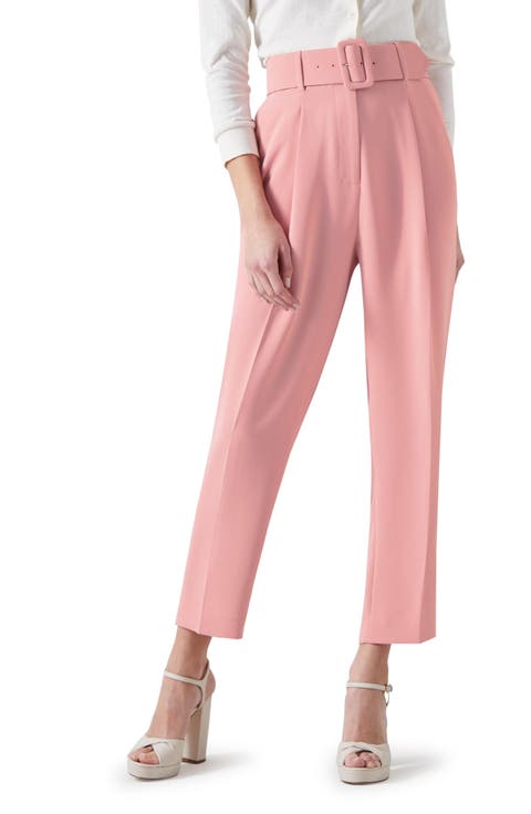 Tabitha Belted High Waist Ankle Crepe Pants