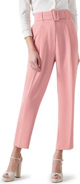 LK Bennett Tabitha Belted High Waist Ankle Crepe Pants
