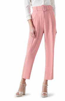 LK Bennett Tabitha Belted High Waist Ankle Crepe Pants
