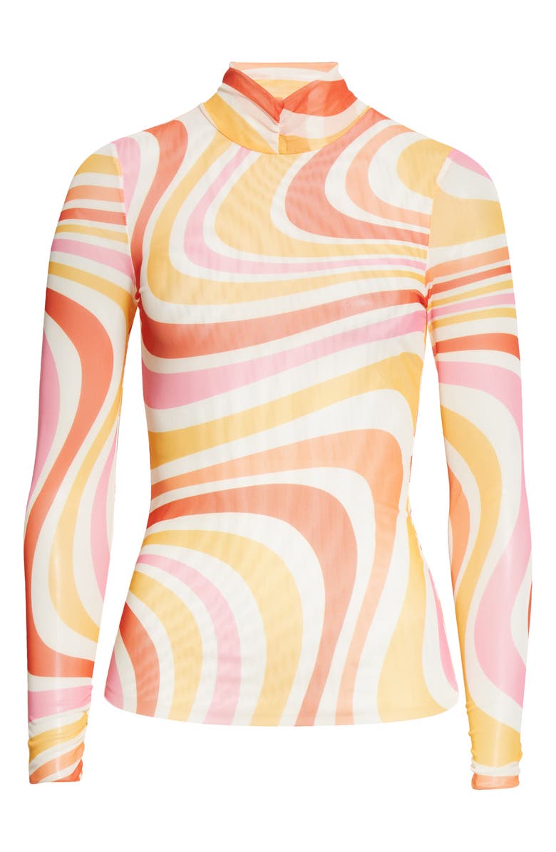 Ted Baker London Sarrahh Swirl Stretch Mesh Turtleneck, Alternate, color, 
