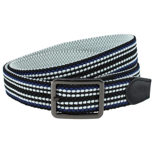 Trafalgar Big And Tall Alejandro Black Stripes And White Reversible Braided Casual Golf Belt In Blue