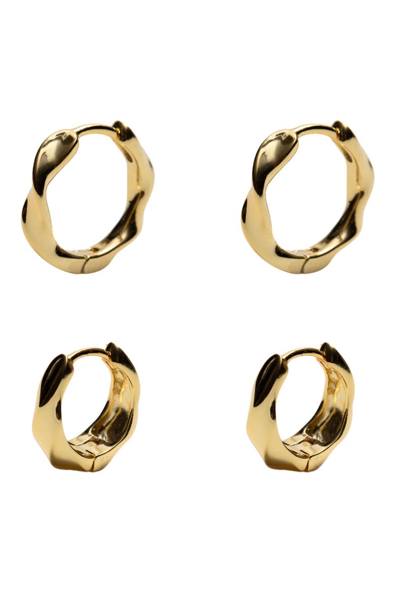 Set of 2 Twisted Hoop Earrings, Main, color, GOLD