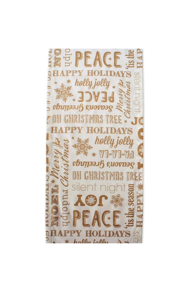 Gold Christmas Collage Table Runner, Alternate, color, Gold