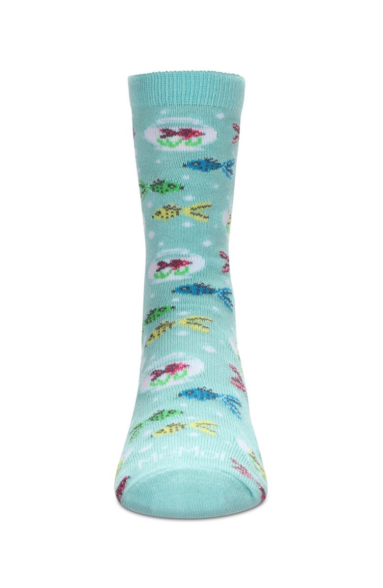 MeMoi Goldfish Crew Socks, Alternate, color, Aqua