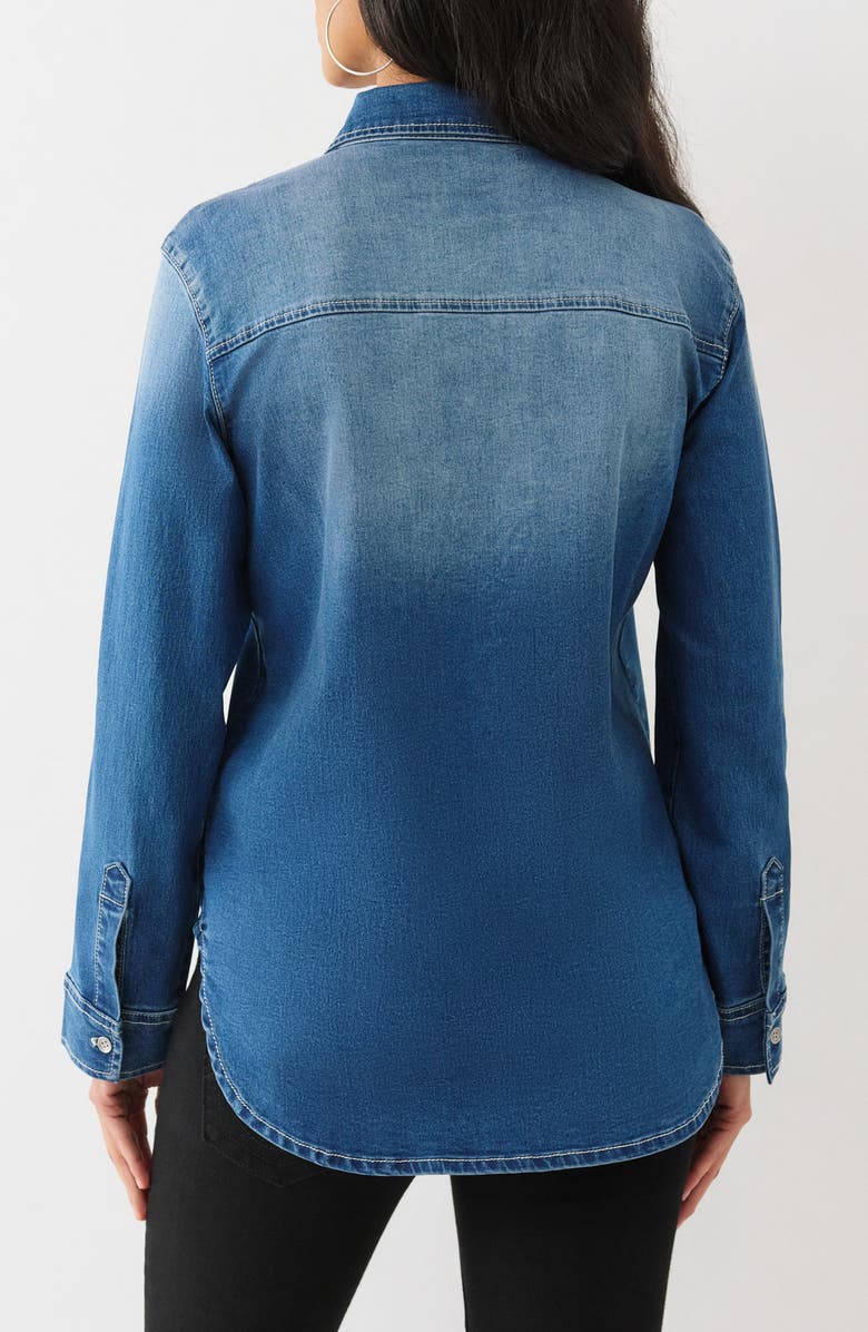 True Religion Slim Fit Crystal Denim Button-Up Shirt, Alternate, color,