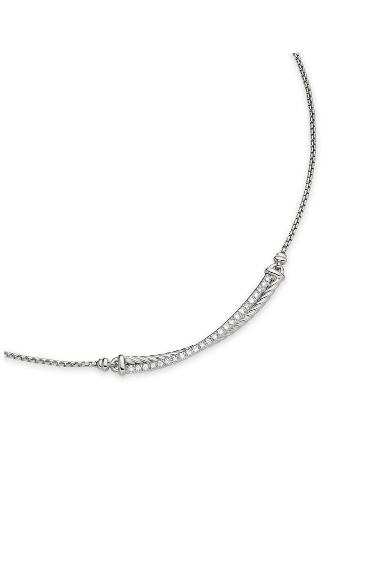 Crossover Bar Necklace with Diamonds, Alternate, color, SILVER/ DIAMOND