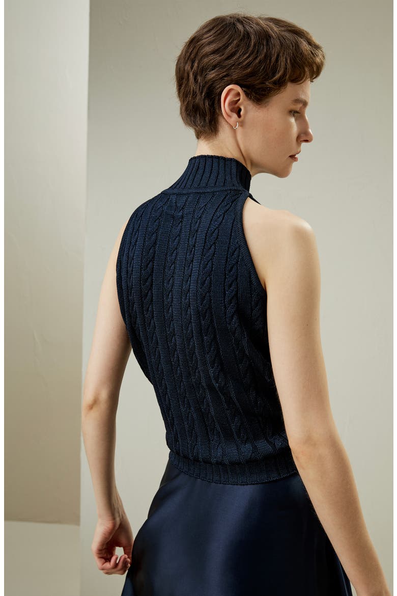 Women's Wild Silk Sleeveless Sweater, Alternate, color, Navy blue