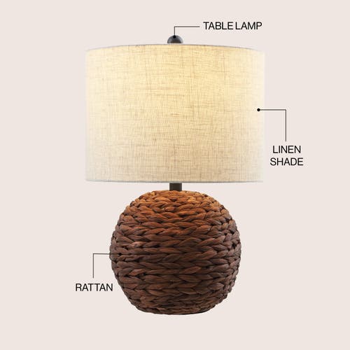 Jonathan Y Camilo 21.5" Modern Coastal Woven Rattan Globe Led Table Lamp In Brown