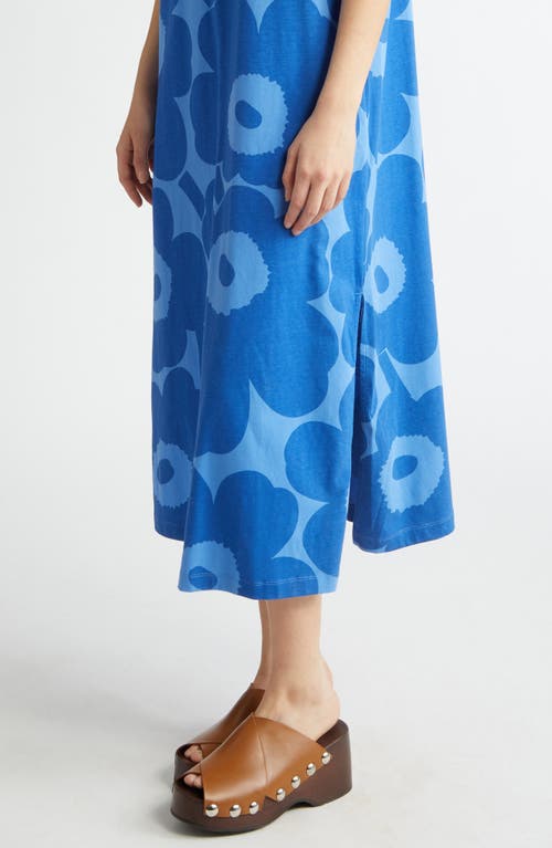 Marimekko Midia Unikko Relaxed Fit Cotton T-shirt Dress In Blue Dark Blue