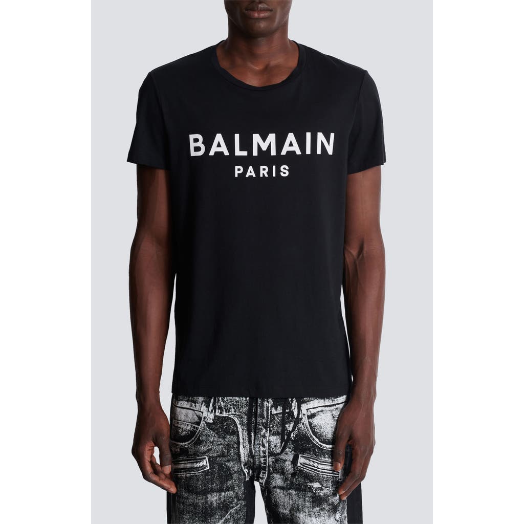 Balmain T-shirt With Logo In Eab Black/white