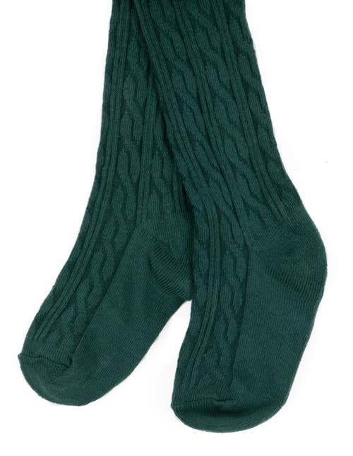 Leveret Girls Cable Knit Tights, Cotton Blend In Green