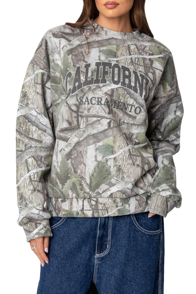 Cali Baby Oversize Camo Sweatshirt, Main, color, OLIVE