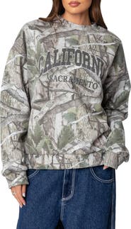 EDIKTED Cali Baby Oversize Camo Sweatshirt