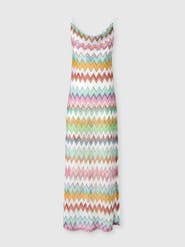 Missoni Long Cover-up In Lamé Viscose With Macro Zigzag Pattern And Slits