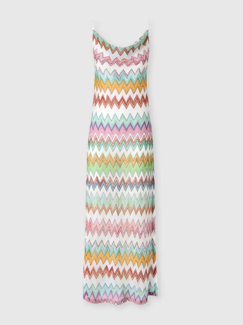 Missoni Long Cover-up In Lamé Viscose With Macro Zigzag Pattern And Slits in White & Multicoloured at Nordstrom, Size 40