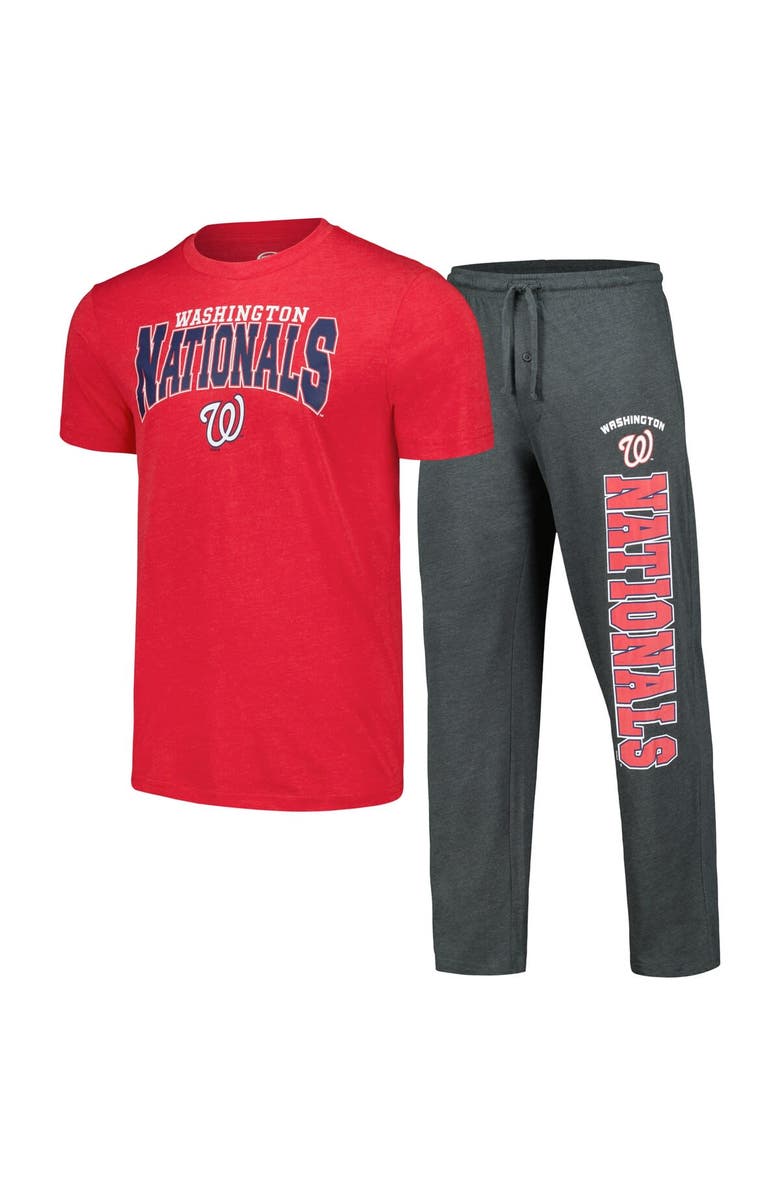CONCEPTS SPORT Men's Concepts Sport Charcoal/Red Washington Nationals Meter T-Shirt & Pants Sleep Set, Main, color, 