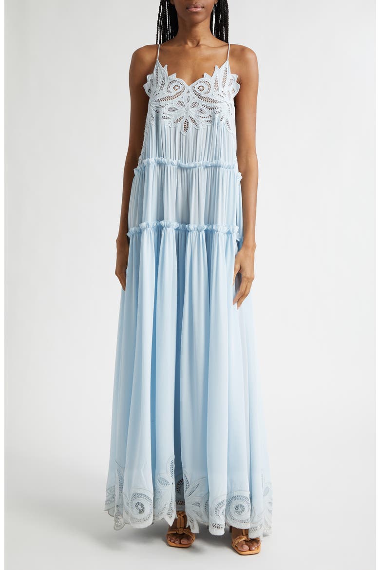Filippa Silk & Lace Gown, Main, color, ADRIATIC