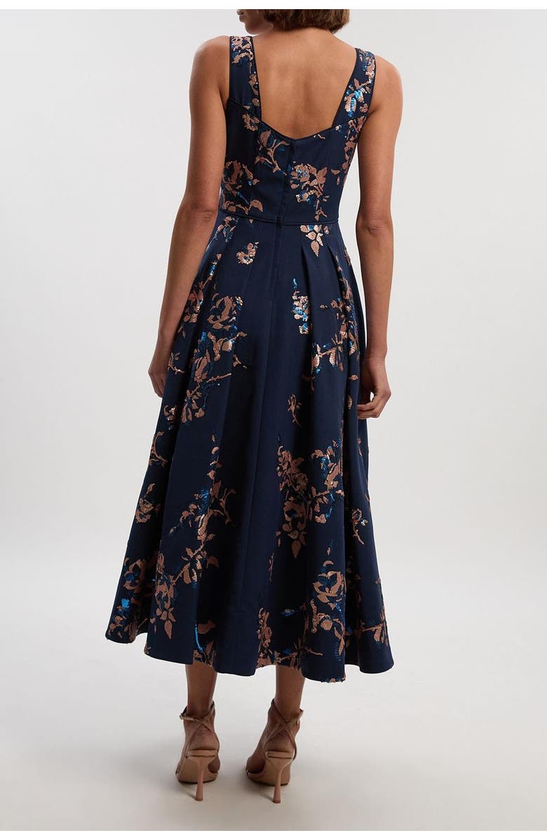 Karen Millen Satin Sequin Prom Dress, Alternate, color, Navy