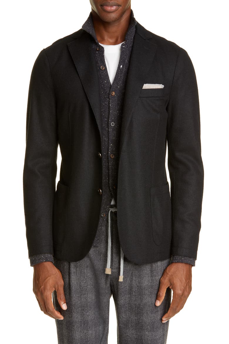 Slim Fit Wool Blend Sport Coat, Main, color, BLACK