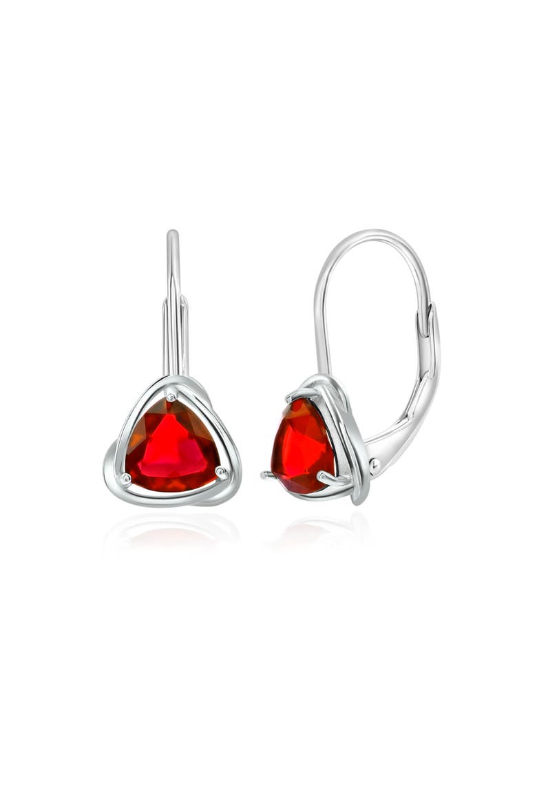 Sterling Silver Created Gemstone Lever-back Earrings, Main, color, Red