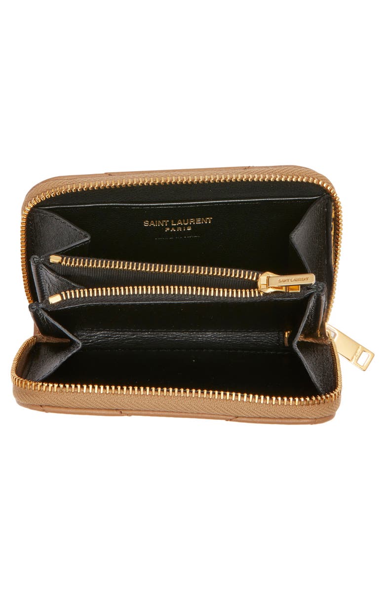 Saint Laurent Cassandre Quilted Card Wallet, Alternate, color, Natural Tan